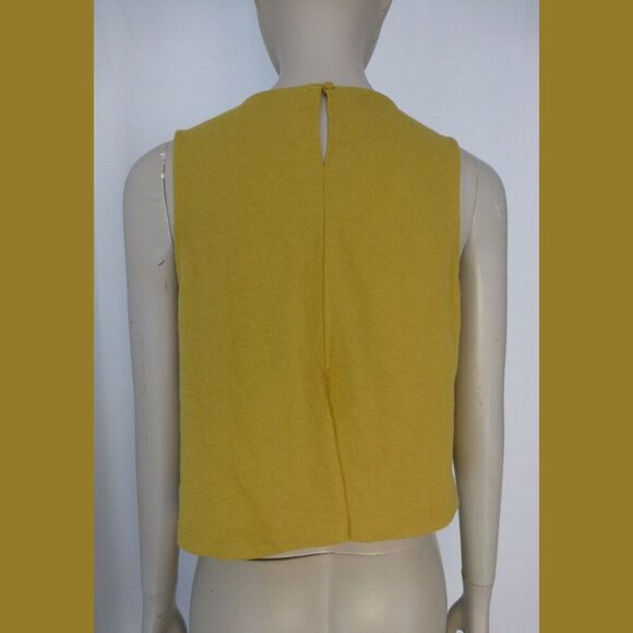 Mango MNG Viscose Blend Sleeveless Mustard Color Top - Picture 7 of 12